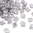 Beadthoven 100pcs Cubic Zirconia Alloy Charms Heart Shaped Platinum Pendants for Jewelry Making Choker Tiny Dangle Accessories - color: Platinum-Heart
