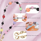 Marble Beaded Phone Wrist Strap,Detachable Phone Bracelet Strap with Tether Tab,Hands-Free Wristlet Strap (Colorful Smiley Face) - color: Colorful Smiley Face