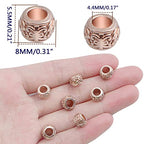 100pcs Rose Golden Rondelle Spacer Beads Alloy Large Hole Beads Tube Column Loose Spacer Beads Craft Supplies for DIY European Bracelet Necklace Jewelry Making - color: Rose Golden