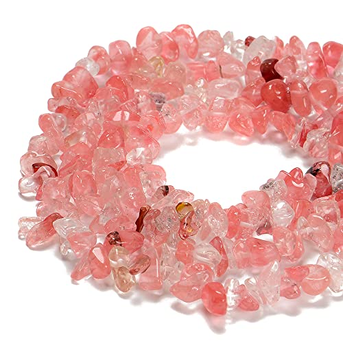 3-5mm Natural Cherry Quartz Gemstone Chips Loose Beads Semi Precious for Jewelry Making DIY Handmade Craft Supplies 1 Strand per Bag Approxi 32" - color: Cherry Quartz