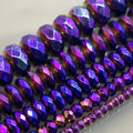 AD Beads Hematite Gemstone Smooth or Faceted Rondelle Spacer Beads 16" 3mm 4mm 6mm 8mm 10mm (2x4mm, Metallic Purple (42 Faceted)) - color: Metallic Purple (42 Faceted), size: 2x4mm