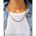 3PCS Gold Necklaces for Women,Chunky Statement Gold Plated Necklace Stack Layered Sterling Silver Herringbone Chains for Women Dainty Trendy Silver Chains Stacked Jewelry Gifts - color: gold statement necklace set