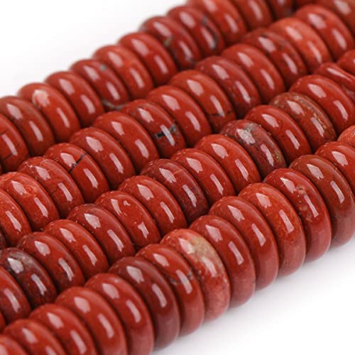 JOE FOREMAN 2x6mm Natural Red Jasper Gemstone Heishi Disc Rondelle Spacer Beads for Jewelry Making Full 15" Strand Energy Stone Healing Power Crystal - color: Red Jasper