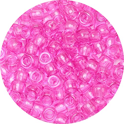 Eppingwin Beads and Bead assortments (1000 Pony Beads-Pink Transparent)… - color: Pink transparent, size: Medium Pack