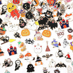 MARFOREVER 120 PCS Halloween Charms for Jewelry Making, Assorted Halloween Ghost Skeleton Bat Witch Pumpkin Skull Enamel Charm Pendants for Bracelet Necklace Earrings Making DIY Crafts Gifts - style: Halloween