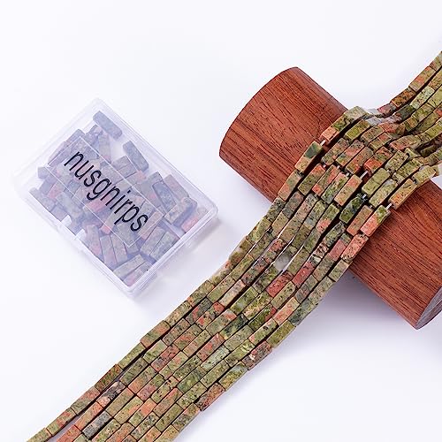 Natural Unakite Rectangle Tube Beads 4x13mm 38cm/str Loose Semi Gemstone Stone Beads for Making Bracelets Necklace Earrings - color: Unakite, size: 4x13mm Rectangle