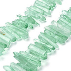 FASHEWELRY 1 Strand Natural Quartz Crystal Points Loose Beads Pale Green Flat Heishi Gemstone Loose Beads for DIY Jewelry Making - color: Pale Green