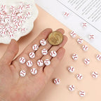 100pcs Baseball Spacer Loose Beads Sports Ball Polymer Clay Beads DIY Jewelry Making for Earring Bracelet Necklace Key Chains Craft Accessories (Baseball) - color: Baseball