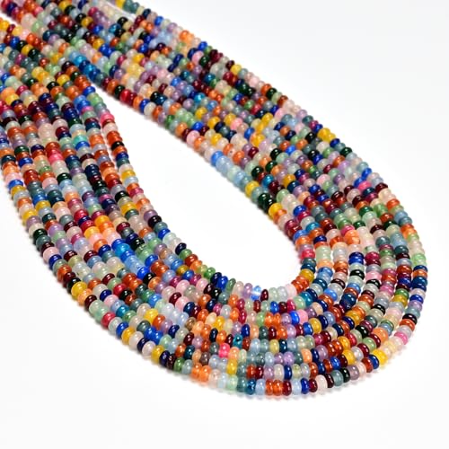 ICAI Beads Natural 2x4mm Rondelle Beads, Abacus Disk Stone Spacer Beads – Loose Natural Gemstone Beads for DIY Bracelet, Necklace, Jewelry Making (Mulitcolor) - color: Mulitcolor, size: 2x4