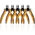 YUFANYA 5PCS Flush Cutters,Wire Cutters for Side Cut,Nut Cut with Softy Anti-Slip Handle and Internal Spring Wire Clippers,Heat Treated Carbon Steel Made Snippers(Yellow& Black), 5Pack - size: 5 Pack