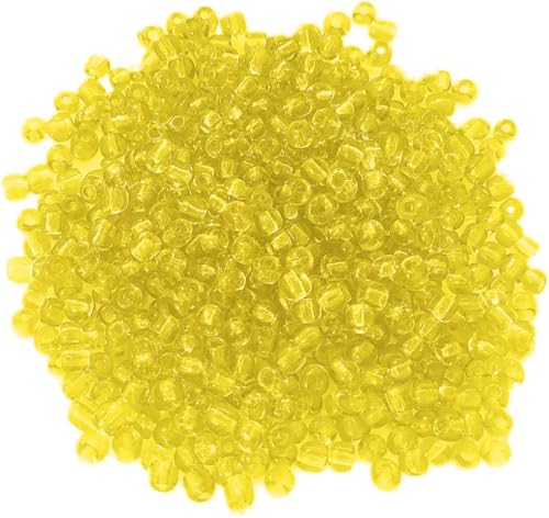 Perlin Glass Seed Beads 2mm 11/0 Round Mini Small Pony Beads 6500pcs for Making Earrings Bracelets Pendants Waist Jewelry DIY Handmade Transparent Color Kit (Yellow) - color: Yellow