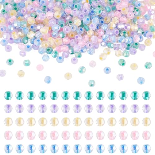 Beadthoven 405Pcs 4mm Bicone Glass Beads Mixed Pastel Crystal Glass Seed Beads Rainbow Plated Transparent Small Mini Pony Loose Spacers for Bracelets Jewelry Making Necklace DIY Crafts Supplies - color: Mixed Pastel