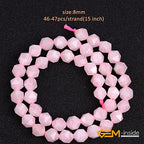 GEM-Inside Natural 8mm Pink Rose Quartz Gemstone Loose Beads Faceted Cambay Crystal Energy Stone Power for Jewelry Making 15" - color: Pink Rose Quartz, size: 8mm