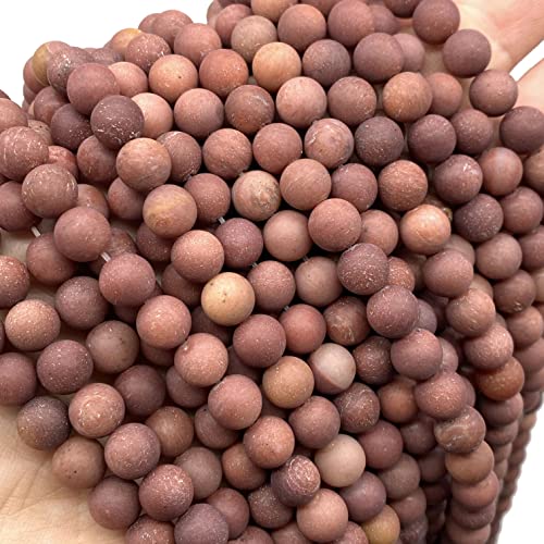ABCGEMS Velvet-Matte-Finished African Blood Jasper Beads (Enhance The Stone's Inherent Texture and Nature Hues with a Non-Glare Aesthetic) Smooth Round 8mm (Non-Shiny) - color: Blood Jasper (From Africa)