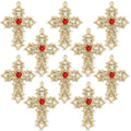 Zirconia Crystal Rhinestone Cross Charms for Jewelry Making Bracelet Necklace Choke Earring Pendant Key Chain Craft Supplies DIY Accessories - color: B_10Pcs