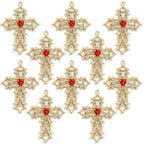 Zirconia Crystal Rhinestone Cross Charms for Jewelry Making Bracelet Necklace Choke Earring Pendant Key Chain Craft Supplies DIY Accessories - color: B_10Pcs