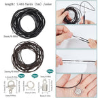 SUNNYCLUE 10M Leather Necklace Bracelet Making Kit Genuine Leather Cord 2mm 150Pcs Stainless Steel Jewelry Findings Black Brown Leather Jewelry Rope Leather Cords for Jewelry Making Kits Supplies