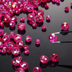 WILLBOND 600 Pcs Crystal Glass Beads for Jewelry Making Bulk Suncatcher Faceted Rondelle Loose Gemstone for Valentine's Day, Irish Holiday, Easter Bracelet DIY Crafts 8mm, 6mm, 4mm(Hot Pink) - color: Hot Pink