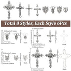 SUNNYCLUE 1 Box 48Pcs Rosary Charm Cross Charms Antique Silver Oval Chandelier Component Links Easter Tibetan Style Alloy Crosses Crucifix Pendants for Jewelry Making Necklace Bracelet Women DIY Craft - style: Rosary Charm 2