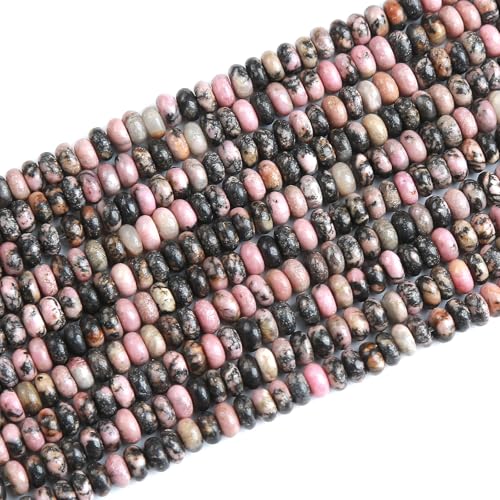 150PCS 2x4mm Natural Black Lace Rhodonite Rondelle Beads Abacus Disk Stone Beads Round Loose Spacer Gemstone Beads for DIY Bracelet Necklace Jewelry Making - color: Black Lace Rhodonite, size: 2x4mm Abacus Disk