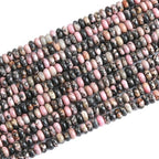 150PCS 2x4mm Natural Black Lace Rhodonite Rondelle Beads Abacus Disk Stone Beads Round Loose Spacer Gemstone Beads for DIY Bracelet Necklace Jewelry Making - color: Black Lace Rhodonite, size: 2x4mm Abacus Disk
