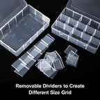 Gospire 2PCS 15 Large Grids Clear Plastic Jewelry Box Organizer Storage Container with Removable Dividers - color: Clear-15 Grids*2