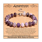 Natural Healing Gemstone Bracelet Handmade Yoga Stretch Elastic Bracelet Stress Relief Crystal Jewelry for Men and Women - color: Amethyst (Love Guardian), size: 5x8