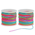 Ohtomber Bracelet String Elastic Cord - 2 Rolls 1MM Rainbow Stretchy String for Bracelet Making, Thread for Clay Beads, Jewelry, Necklaces, Sewing and Crafts