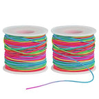 Ohtomber Bracelet String Elastic Cord - 2 Rolls 1MM Rainbow Stretchy String for Bracelet Making, Thread for Clay Beads, Jewelry, Necklaces, Sewing and Crafts