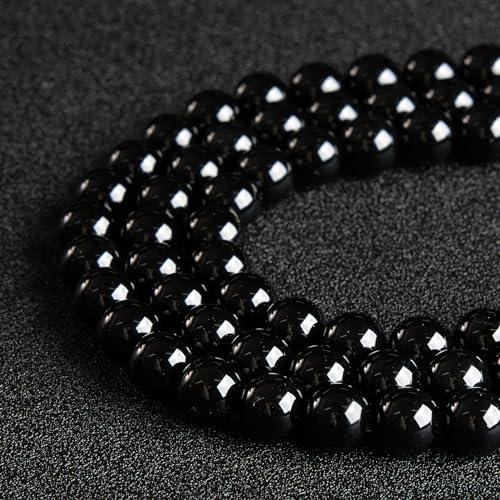 100pcs 8mm Black Agate Beads Natural Gemstone Beads Round Loose Beads for Jewelry Making - color: Black Agate, size: 8mm