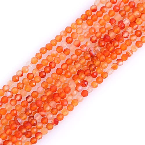 GEM-Inside 2mm Natural Stone Faceted Red Carnelian Agate Spacer Small Beads for Jewelry Making 15'' - color: Red Carnelian Agate, size: 2mm