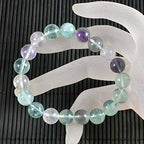 AD Beads Natural Gemstone Round Beads Stretch Bracelet Healing Reiki 10mm (Fluorite) - color: Fluorite