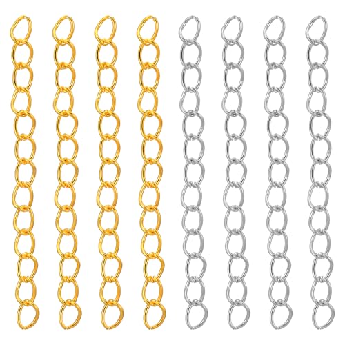 200PCS Chain Extender, 50mm x 4mm Removable Gold & Silver Extender for Necklaces Bracelet Keychain, Jewelry Making Chain for Women, DIY Craft Chains Supplies