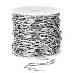 [33 Ft] Stainless Steel Paperclip Chains Roll, 4.3mm Width 304 Stainless Steel Oval Link Chains Spool Bulk for Jewelry Making - color: 4.3mm width