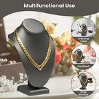 Novel Box Silver Leatherette Bust Stand Jewelry Necklace Display 6.5x4x10 Inches - Freestanding Travel Necklace Holder Stand - Necklace Mannequin Organizer Stands - Necklace Displays Medium - color: Silver Leatherette, size: Medium