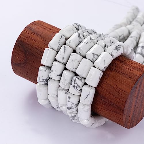 Natural White Turquoise Cylinder Tube Beads 10x14mm 38cm/str Loose Semi Gemstone Stone Beads for Making Bracelets Necklace - color: White Turquoise