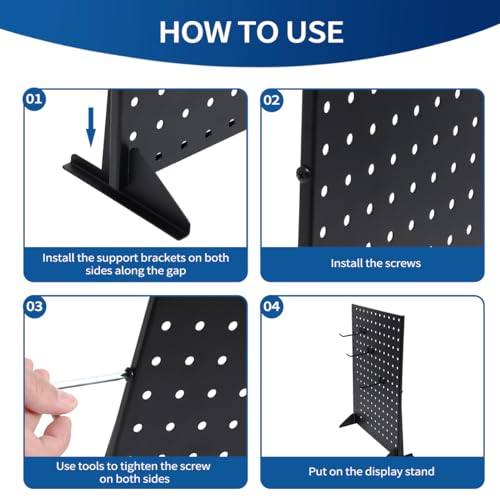 2Pcs Metal Pegboard Display Stand with 24 Peg Hooks for Craft Shows & Fairs,Black Jewelry Retail Display Rack for Selling Accessories,Display Stands for Earring,Pin Stands,Retail Vendors(16*12inch)