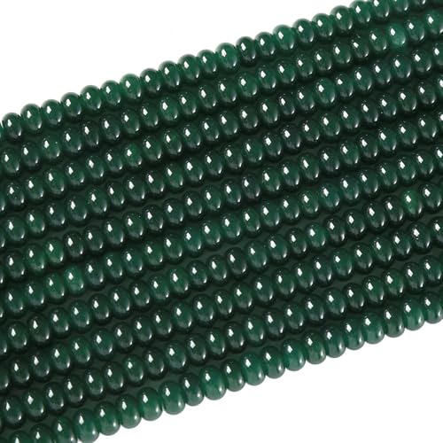 76pcs 5x8mm Natural Dark Green Jade Stone Rondelle Spacer Loose Beads Abacus Disk Stone Round Loose Gemstone Beads for Jewelry Making DIY Bracelet Necklace - color: Dark green Jade Stone, size: 5x8mm Abacus Disk