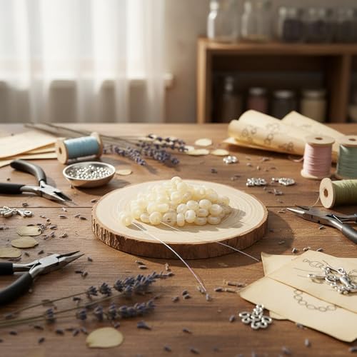 Large Hole Beads for Jewelry Making-100pcs 14mm European Rondelle Spacer Beads,Big Hole Craft for Bracelets(Beige) - color: Beige