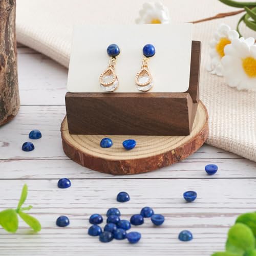 Fashewelry 50Pcs Natural Lapis Lazuli Cabochon Stone Half Round Beads 6mm Flat Back Gemstone Chakra Healing Crystal Dome Cover Cabs for Jewelry Making - color: 5-Dyed Lapis Lazuli, size: 6x3~4mm