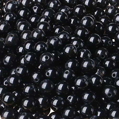 LAIDANLA Black Obsidian 6mm Natural Stone Beads Round Loose Gemstone Stone Beads for DIY Bracelet Necklace Earrings Jewelry Making Polishing Genuine Real Beading 96PCS 2 Strand 32" - color: E-Black Obsidian, size: 6mm