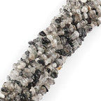 HAAMIIQII 5-8mm Natural Black Rutilated Quartz Chips Beads Irregular Chip Stones Loose Gemstone Energy Healing Beads for Jewelry Making Strand 30 Inch - color: Black Rutilated Quartz