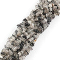 HAAMIIQII 5-8mm Natural Black Rutilated Quartz Chips Beads Irregular Chip Stones Loose Gemstone Energy Healing Beads for Jewelry Making Strand 30 Inch - color: Black Rutilated Quartz