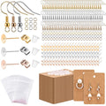 Tondiamo 2400 Pcs Earring Making Kit, Include Bright Gold, Silver and Gold Ear Hooks, 300 Earrings Cards Anti Sensitive Earring Making Tool with Jump Rings and OPP Bags for Repair(Brown Cards) - color: Brown Cards