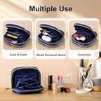 Travel Jewelry Case for Women, Double Layer Velvet Jewelry Pouch with Double Zipper, Small Travel Jewelry Organizer for Rings Earrings Bracelets, Mini Jewelry Travel Bag (Blue)
