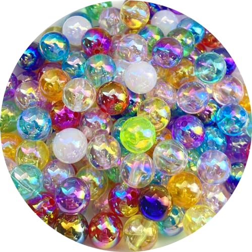 1800 PCS 4mm Acrylic Round Beads Clear AB Colors Bubble Spacer Beads Loose Craft Beads for DIY Jewelry Making Bracelet Necklace Earring Ornament Wind Chimes Key Chains(Multicolor AB) - color: 14-Multicolor AB, size: 4mm