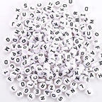 500 Pcs Black on White Alphabet Beads Round Acrylic Letter Beads 10mm White Letter Bead Alphabet A-Z Bead forJewelry Making DIY Friendship Bracelet Necklace Earrings - color: black-white