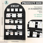 DoubleFill 5 Tier Wooden Earring Display for Vendor Arch Jewelry Display Stand Rack with Adjustable Height for Retail Selling - color: Black