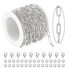 16.4 Feet Silver Stainless Steel Chain Bulk Embossed Paperclip Chain for Jewelry Making Soldered Oval Necklace Chain Roll with Lobster Clasps and Jump Rings Jewelry Supplies DIY Craft - color: Embossed Paperclip Silver