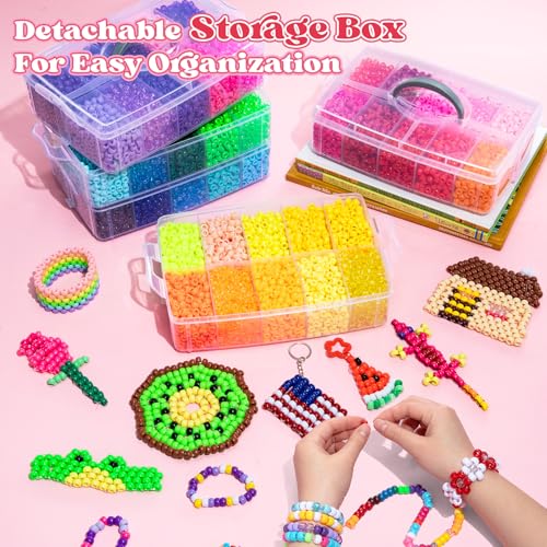 Umikk 15,000 Pony Beads Bulk, 50 Colors 6x9mm Plastic Kandi Beads for Bracelets Making Hair Braiding Rave Kandi Jewelry Crafts Gifts (8.6LB) - color: 50colors15000pcs